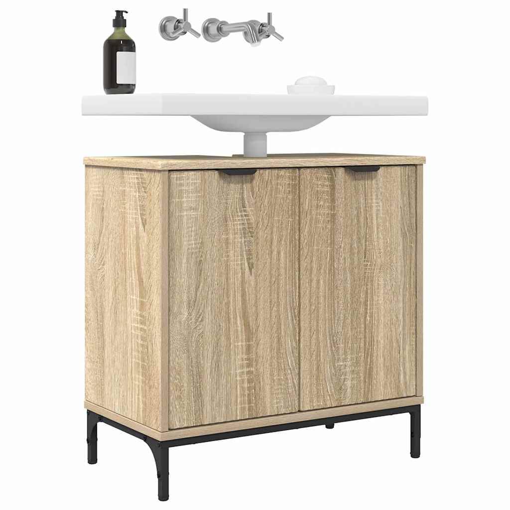 vidaXL Waschbeckenschrank mit Tür Sonoma-Eiche 60,5 x 33,5 x 61 cm