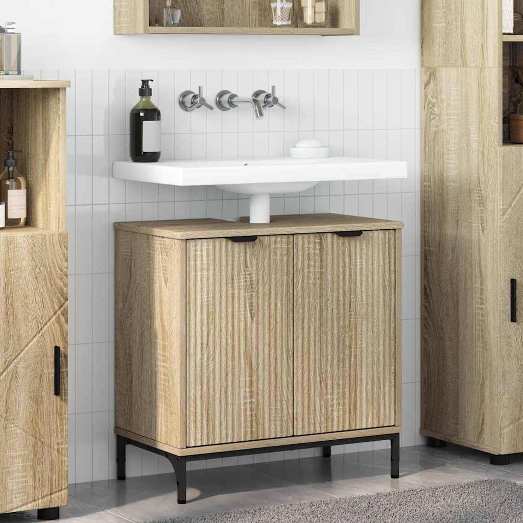 vidaXL Waschbeckenschrank mit Tür Sonoma-Eiche 60,5 x 33,5 x 61 cm