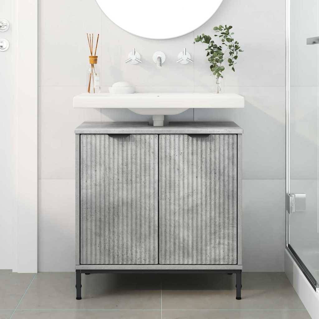 vidaXL Waschbeckenschrank Beton Grau 60,5 x 33,5 x 61 cm Holzwerkstoff