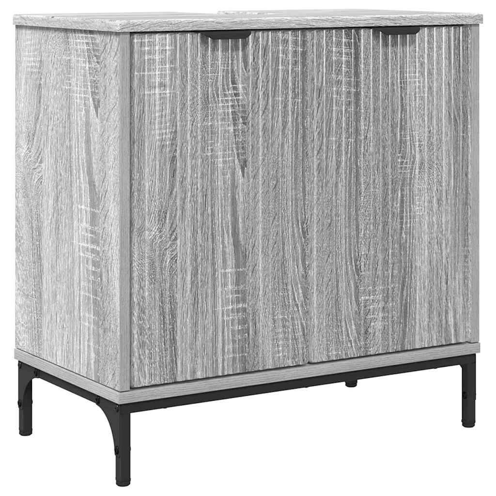 vidaXL Waschbeckenschrank mit Tür Graues Sonoma 60,5 x 33,5 x 61 cm