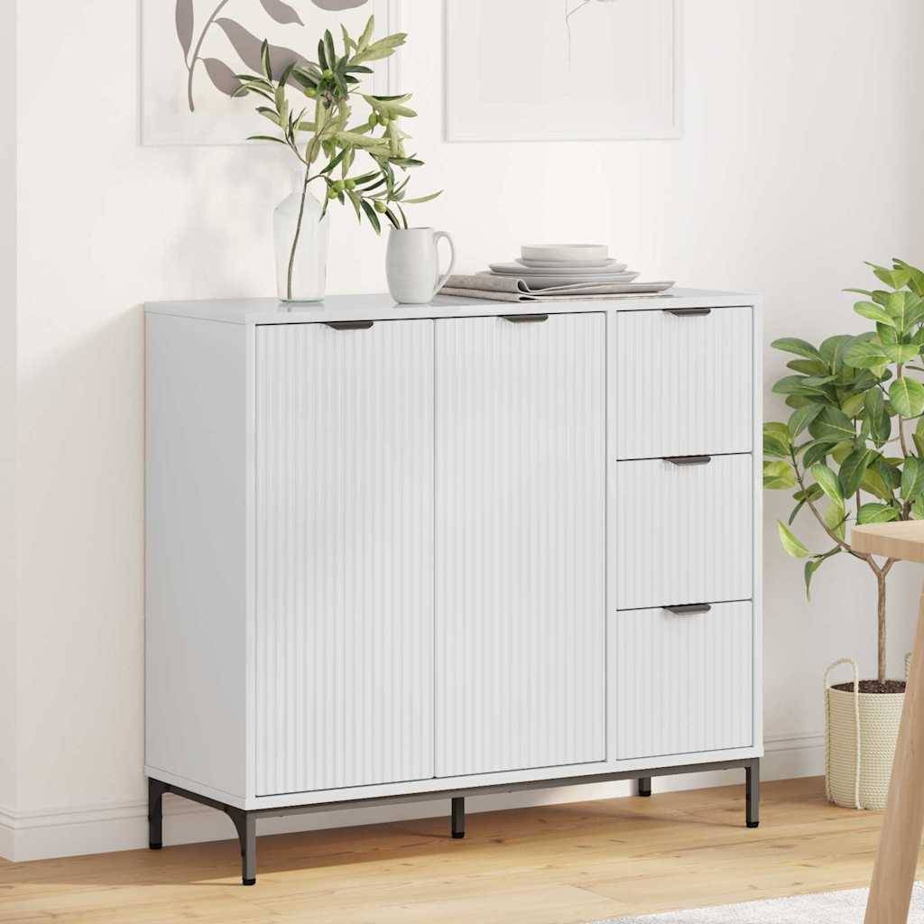 vidaXL Sideboard Hochglanz Weiß 89,5 x 33 x 82 cm Holzwerkstoff
