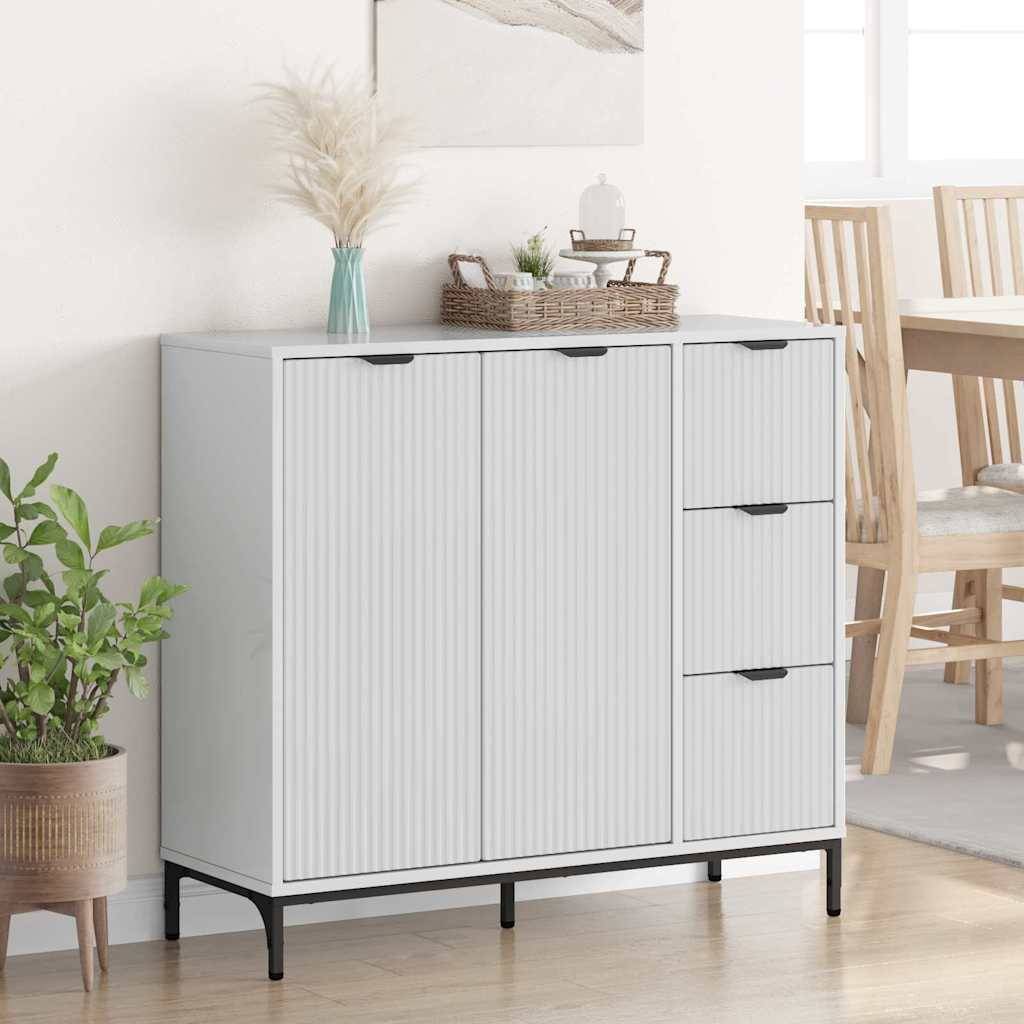 vidaXL Sideboard Hochglanz Weiß 89,5 x 33 x 82 cm Holzwerkstoff
