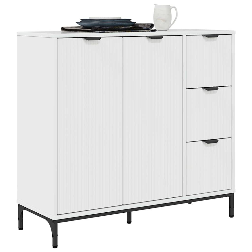 vidaXL Sideboard Hochglanz Weiß 89,5 x 33 x 82 cm Holzwerkstoff