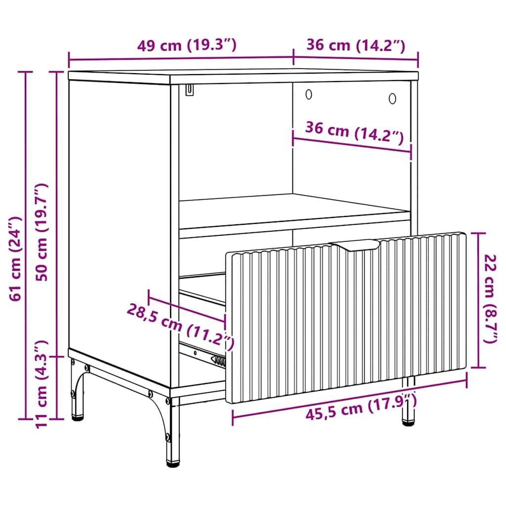 vidaXL Nachttisch Betongrau 49 x 36 x 61 cm Holzwerkstoff