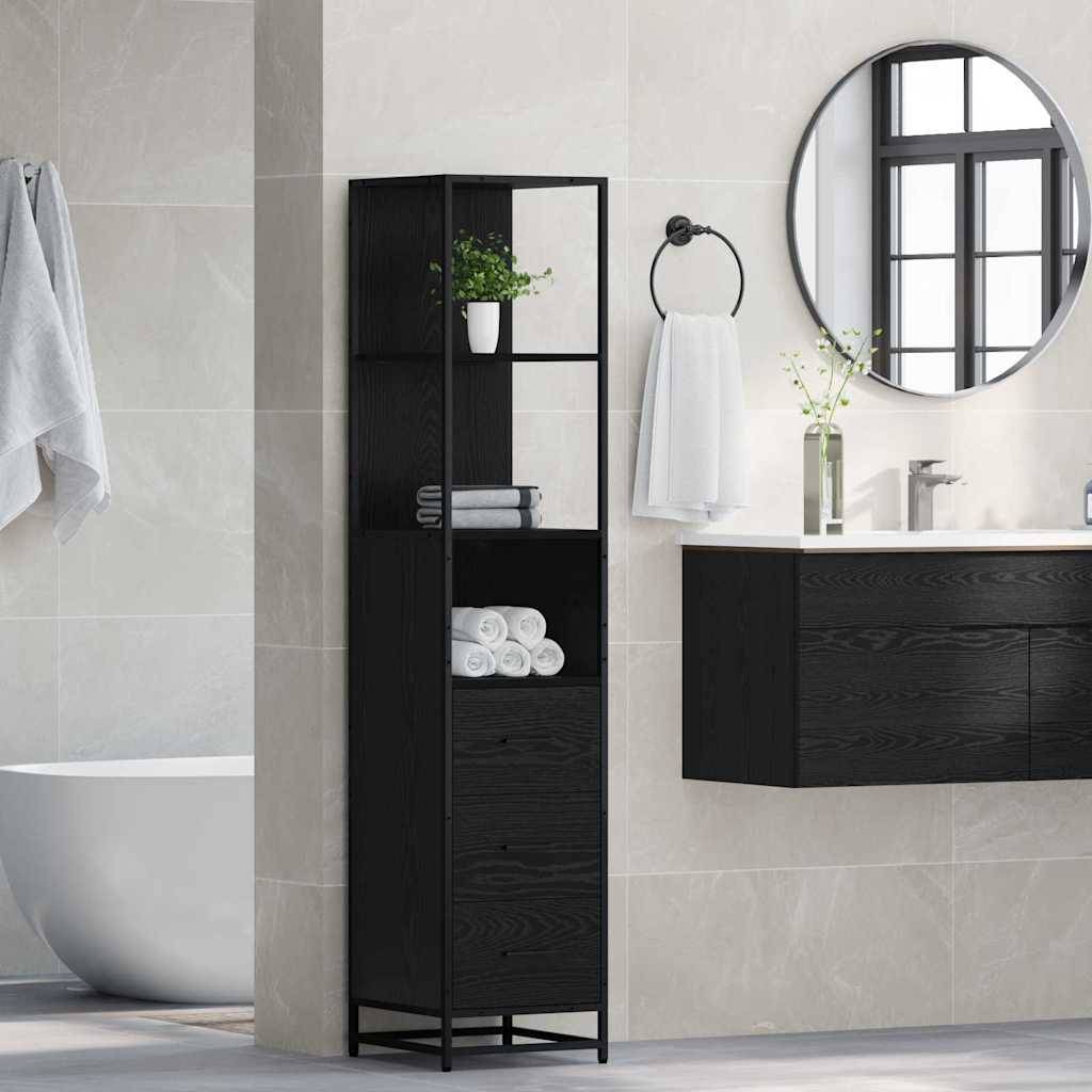vidaXL Badezimmermöbel-Set Schwarz Eichen-Optik 35 x 37,5 x 166 cm