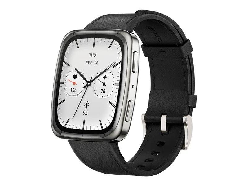 Amazfit Active 2 (Square) - Intelligente Uhr mit Riemen - Leder - schwarz -
