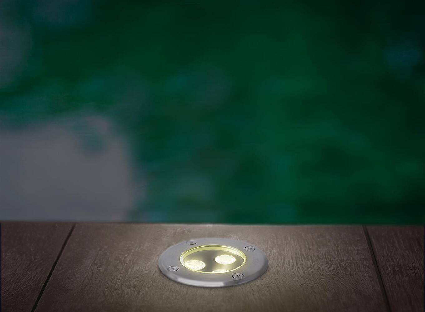 LED Universum LED Bodeneinbaustrahler Brandis - Rund 3x2W für Aussen und innen IP65 in Edelstahl poliert - Warmweiß Echt-Glas LED warmweiß 230V Ter