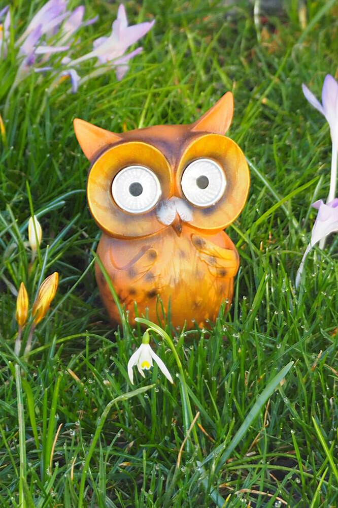 LED Universum LED Uhu Dekofigur: Solarleuchte für Garten, Balkon, Terrasse (13cm hoch)