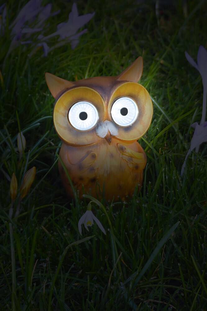 LED Universum LED Uhu Dekofigur: Solarleuchte für Garten, Balkon, Terrasse (13cm hoch)