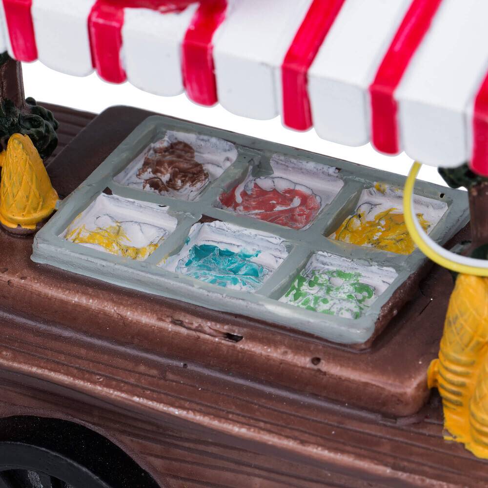 LED Universum LED Deko mobiler Eisladen Liebevolle beleuchtete Dekoration im Eisverkäufer-Look Batteriebetrieben