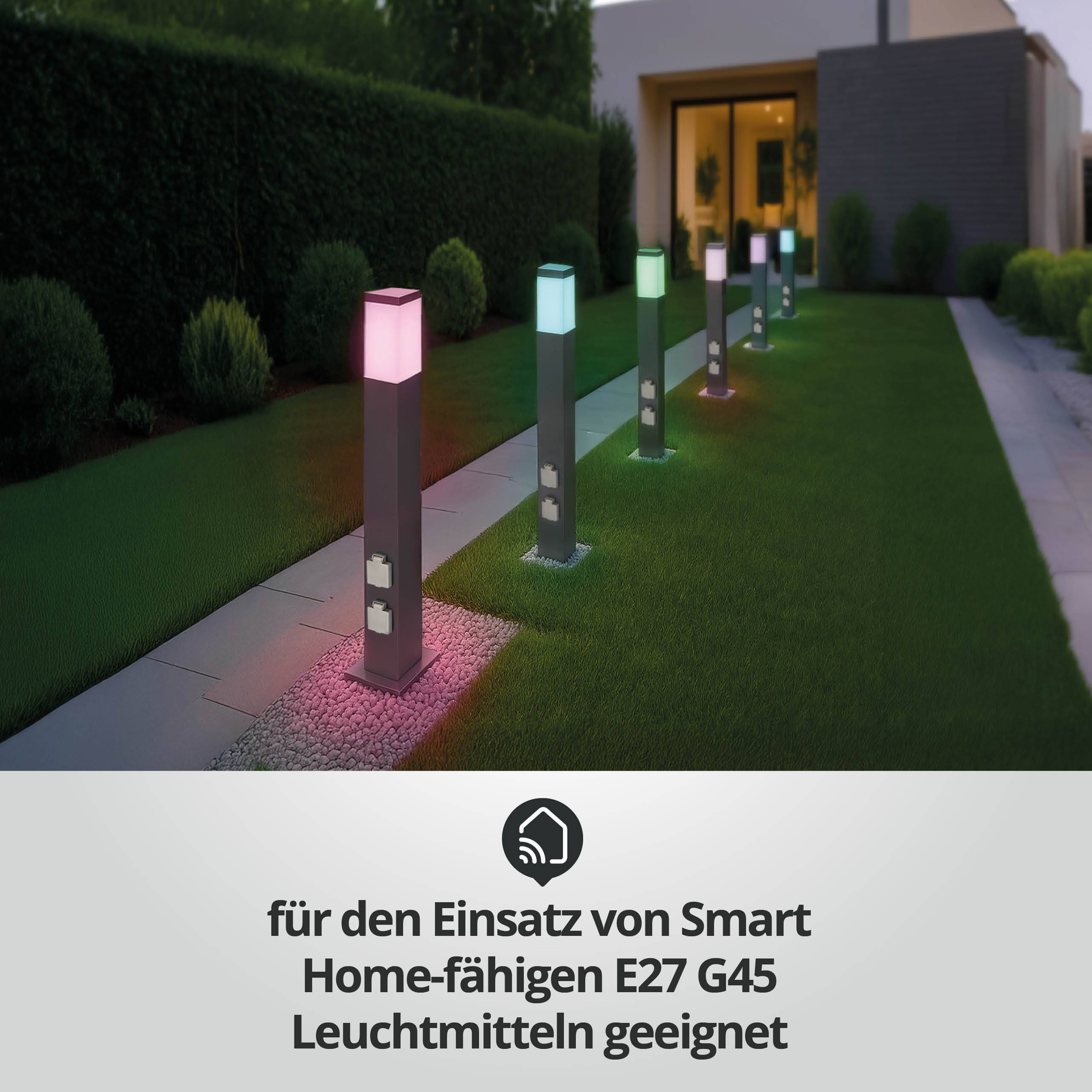 LED Universum LED Wegeleuchte mit 2 Steckdosen anthrazit