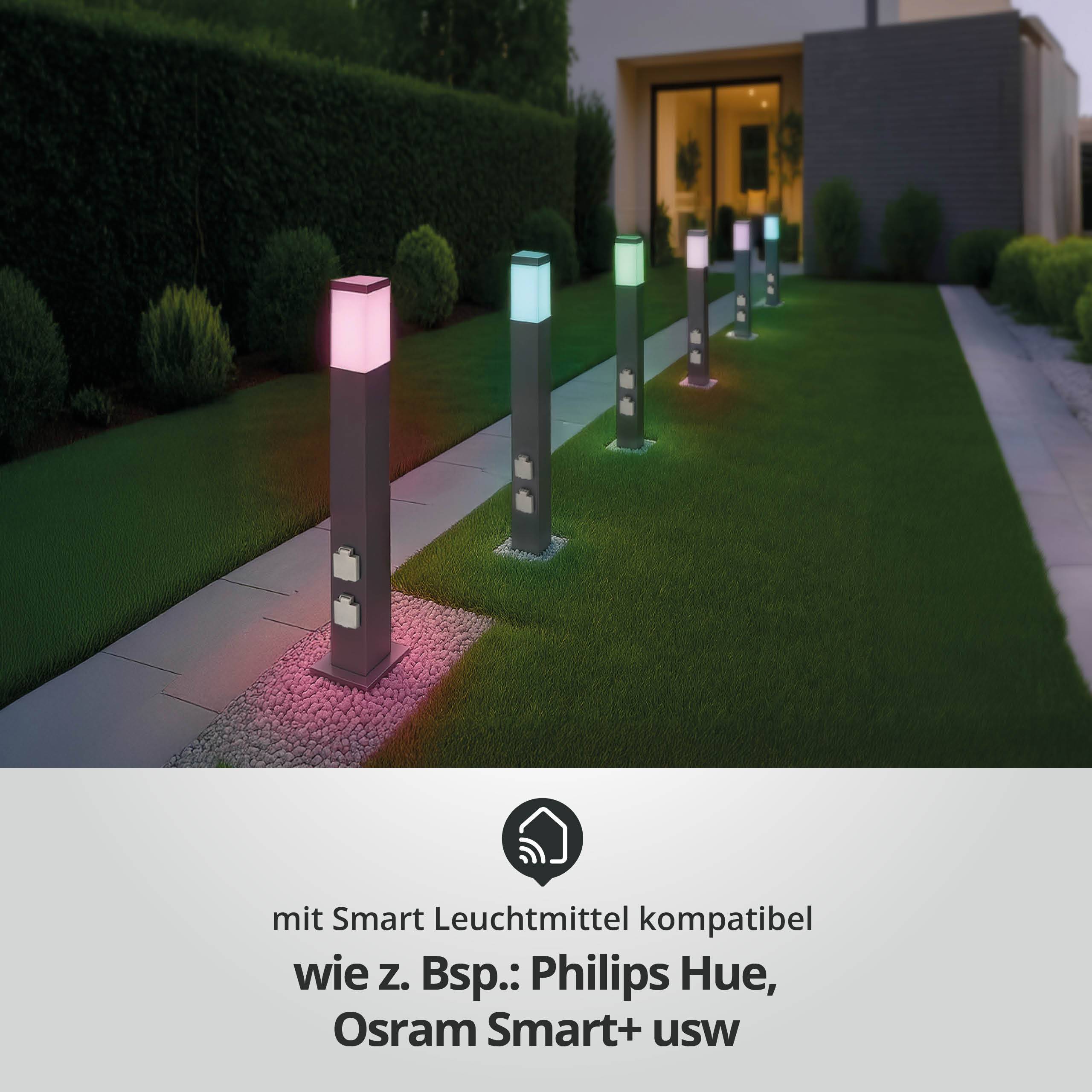 LED Universum LED Wegeleuchte mit 2 Steckdosen anthrazit