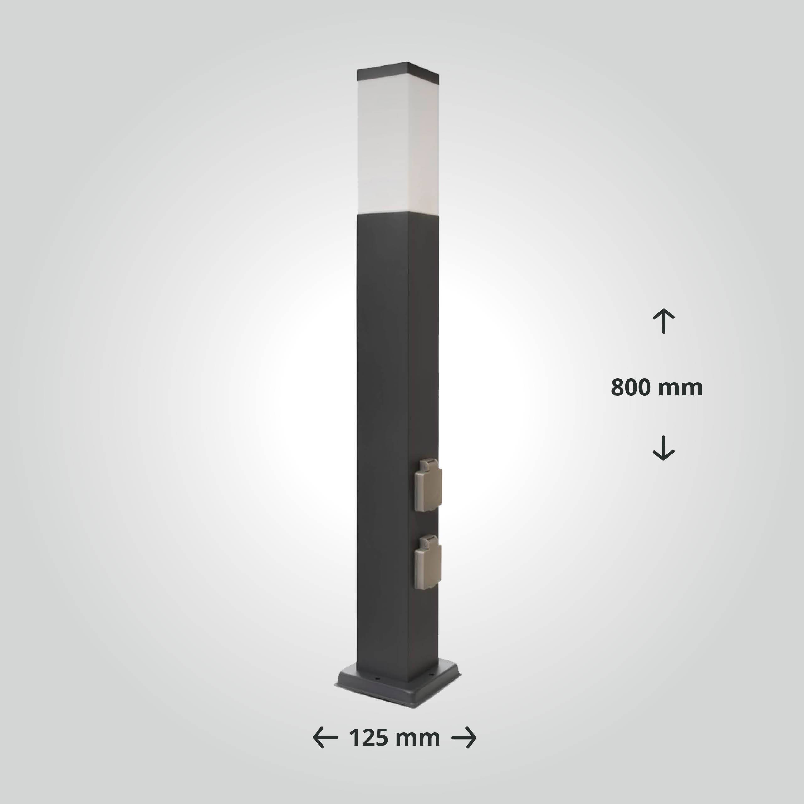 LED Universum LED Wegeleuchte mit 2 Steckdosen + Dämmerungssensor anthrazit