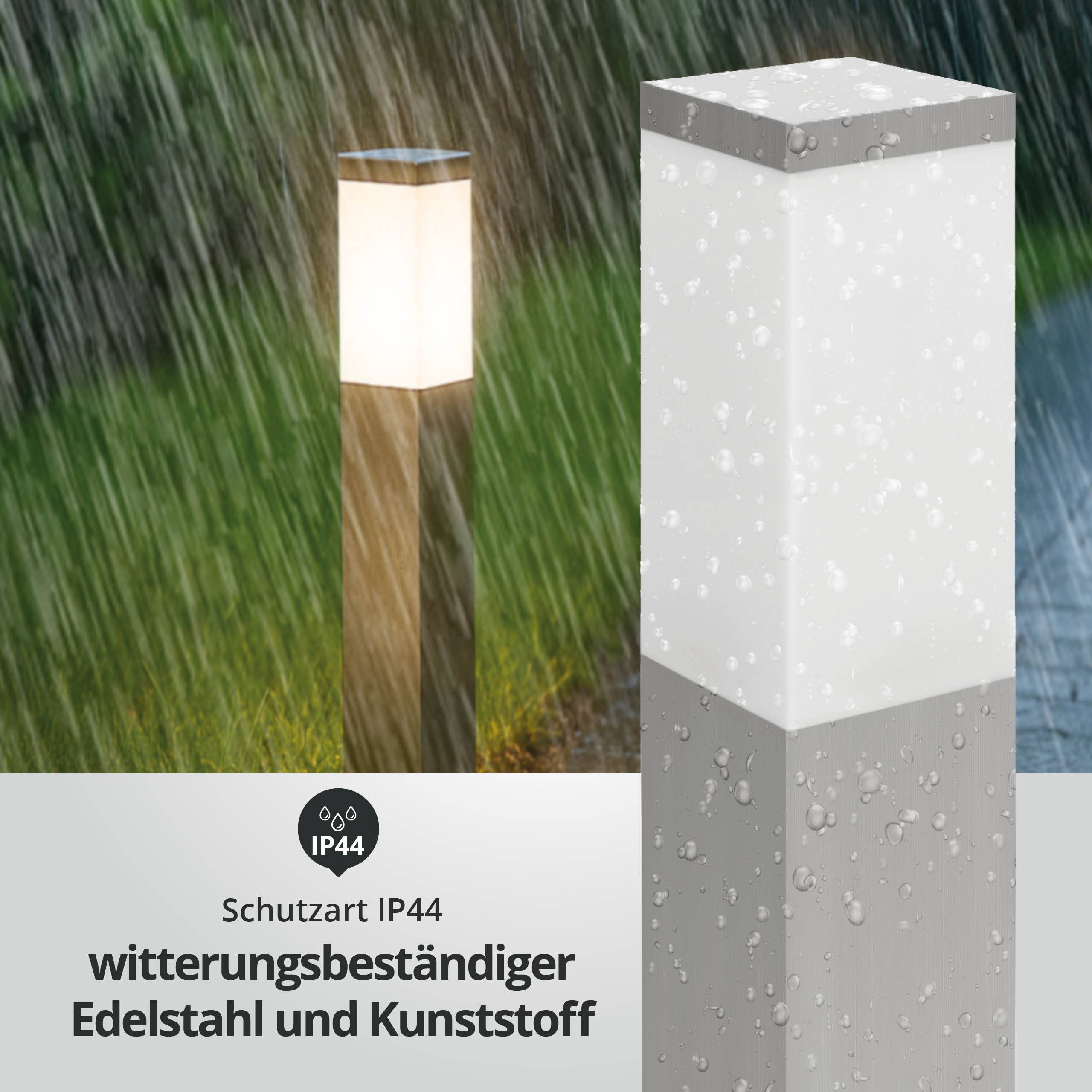 LED Universum LED Wegeleuchte mit 2 Steckdosen + Dämmerungssensor silber