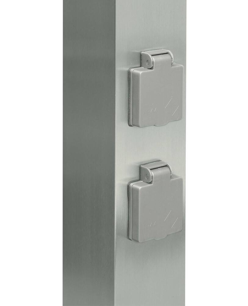 LED Universum LED Wegeleuchte mit 2 Steckdosen silber