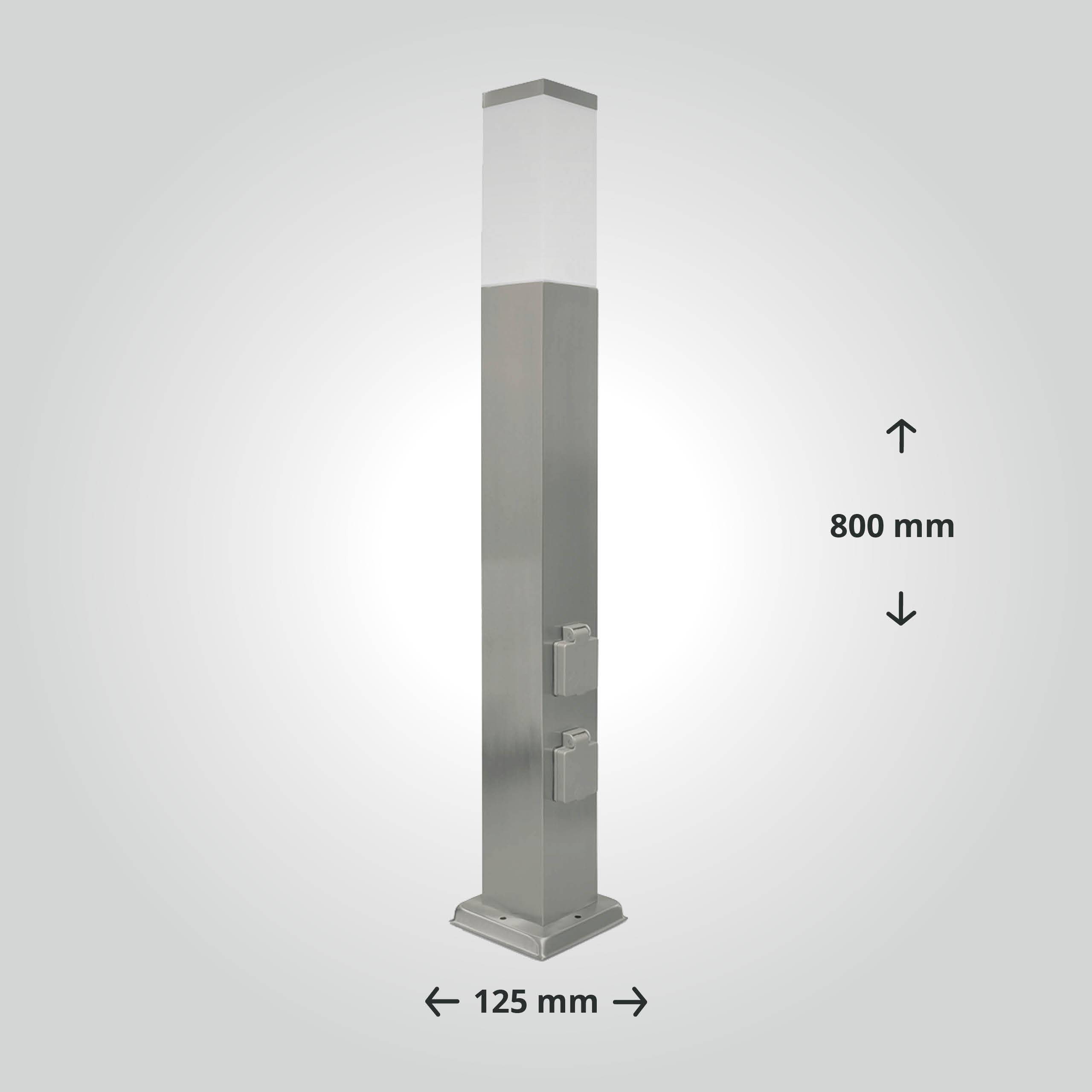 LED Universum LED Wegeleuchte mit 2 Steckdosen silber