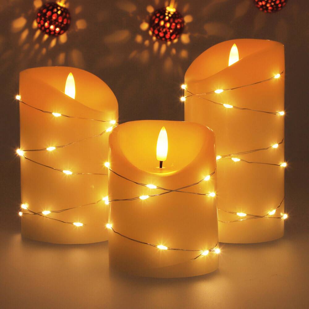 LED Universum LED Kerze mit Lichterkette "Cynthia" 10cm