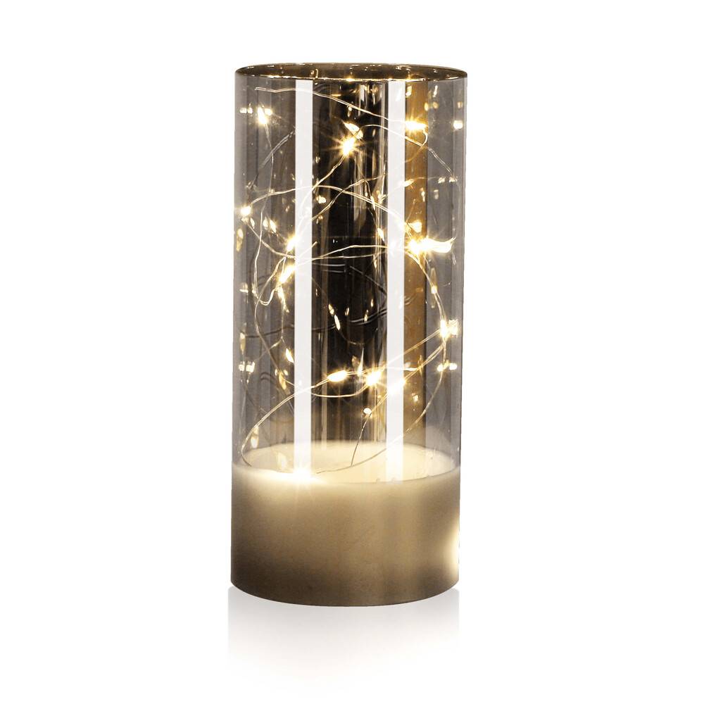 LED Universum LED Dekokerze mit Lichterkette silber "Kassiopeia" 20cm