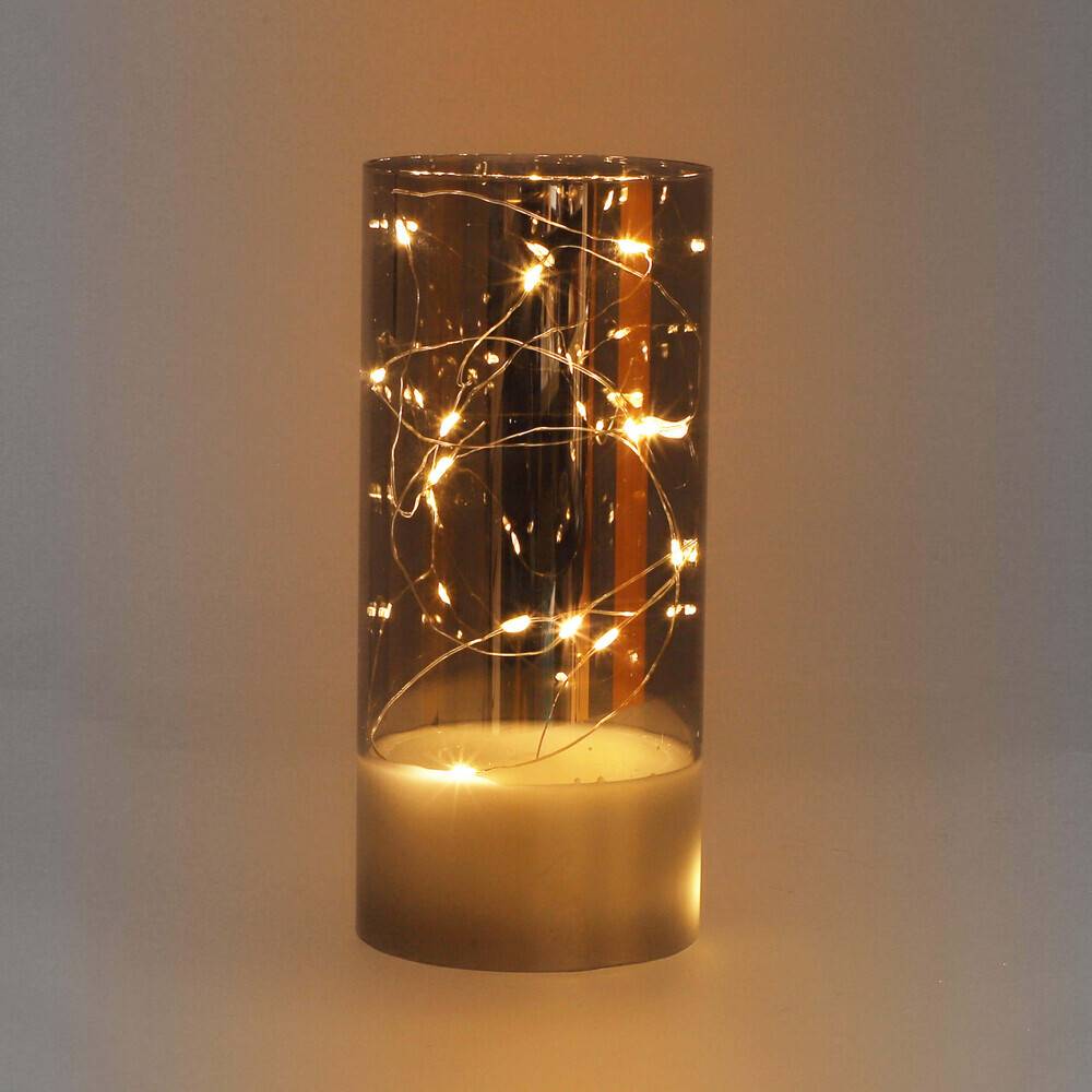 LED Universum LED Dekokerze mit Lichterkette silber "Kassiopeia" 20cm