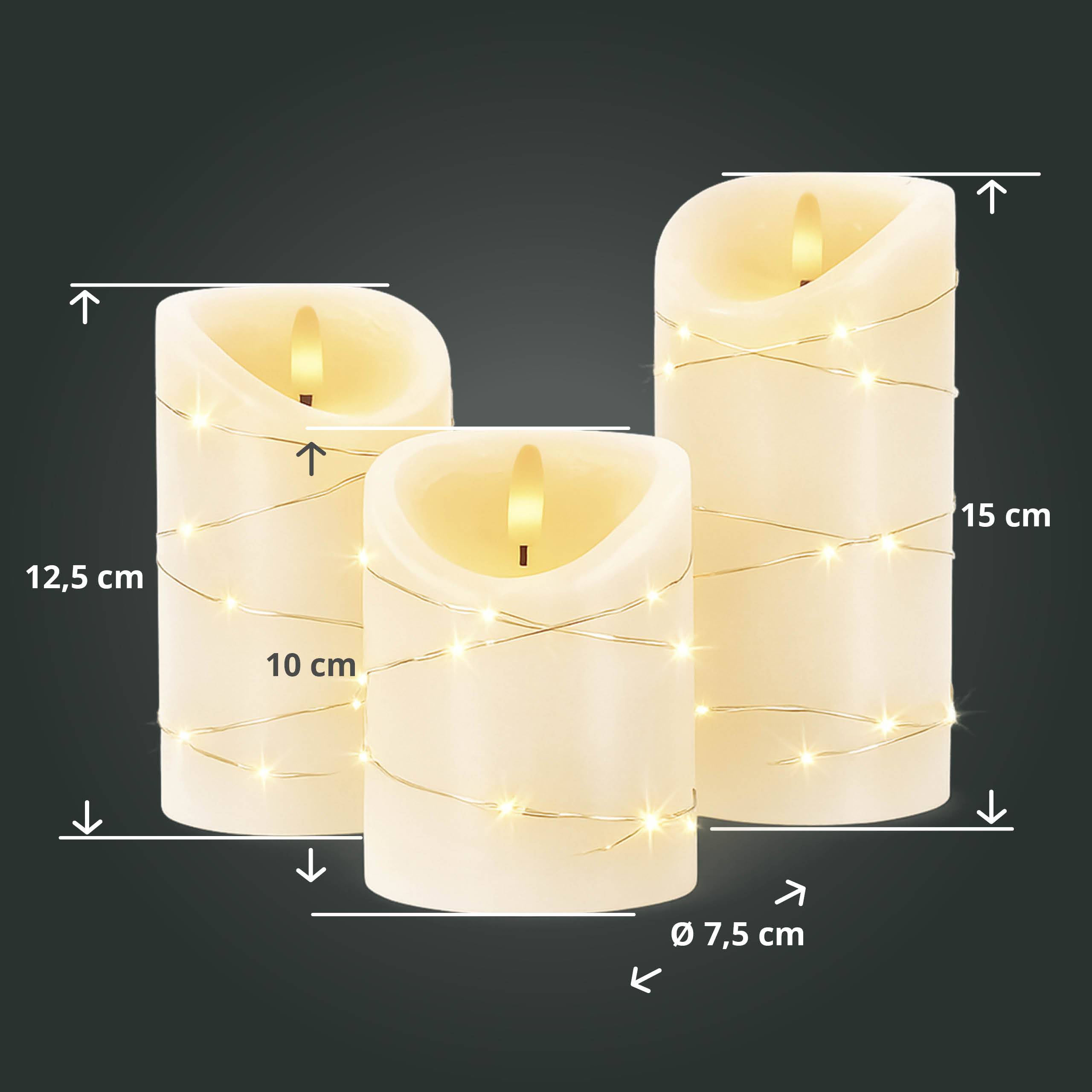LED Universum LED Kerze mit Lichterkette "Cynthia" 15cm