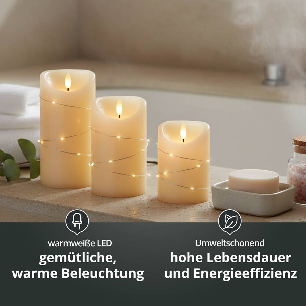 LED Universum LED Kerze mit Lichterkette "Cynthia" 12,5cm