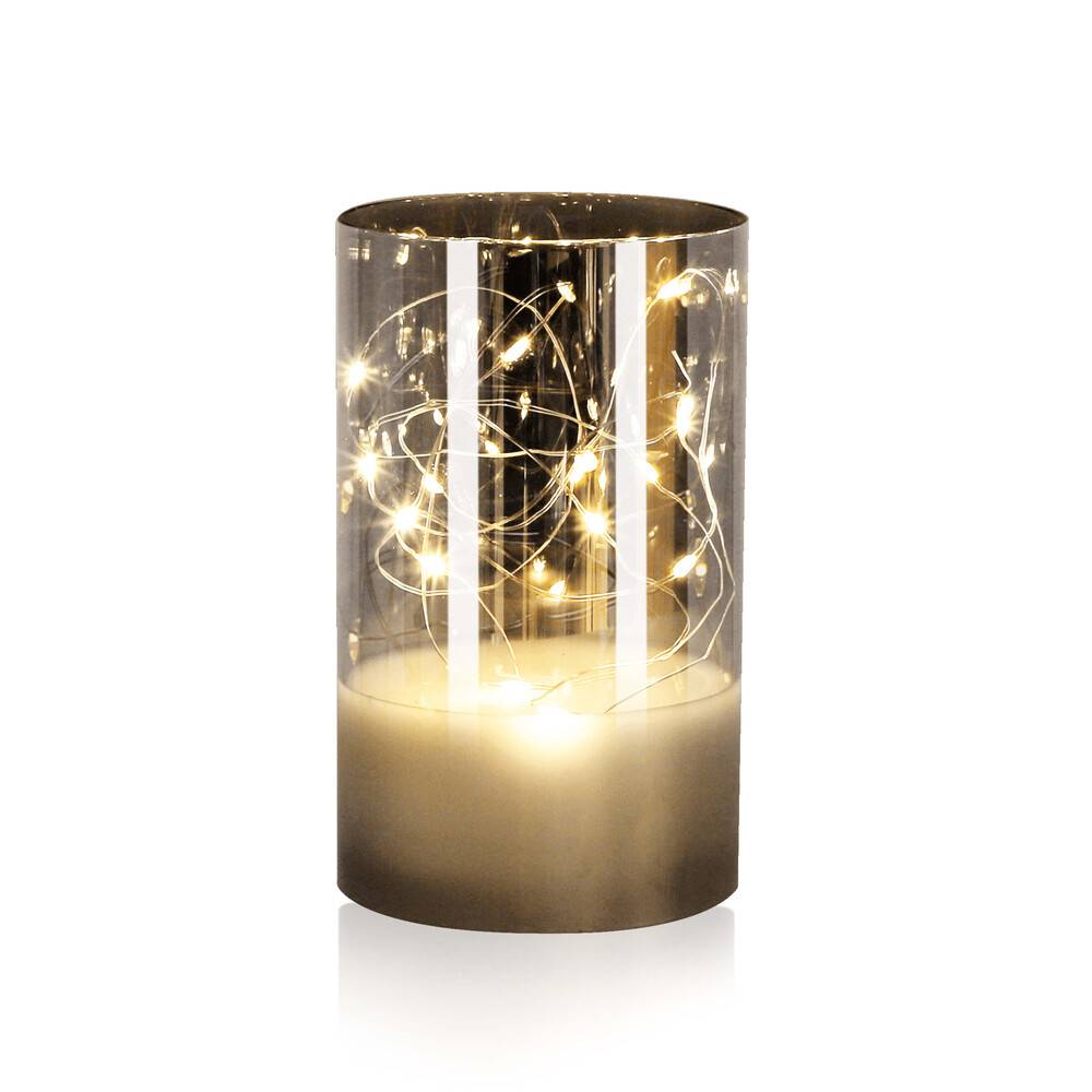 LED Universum LED Dekokerze mit Lichterkette silber "Kassiopeia" 15cm