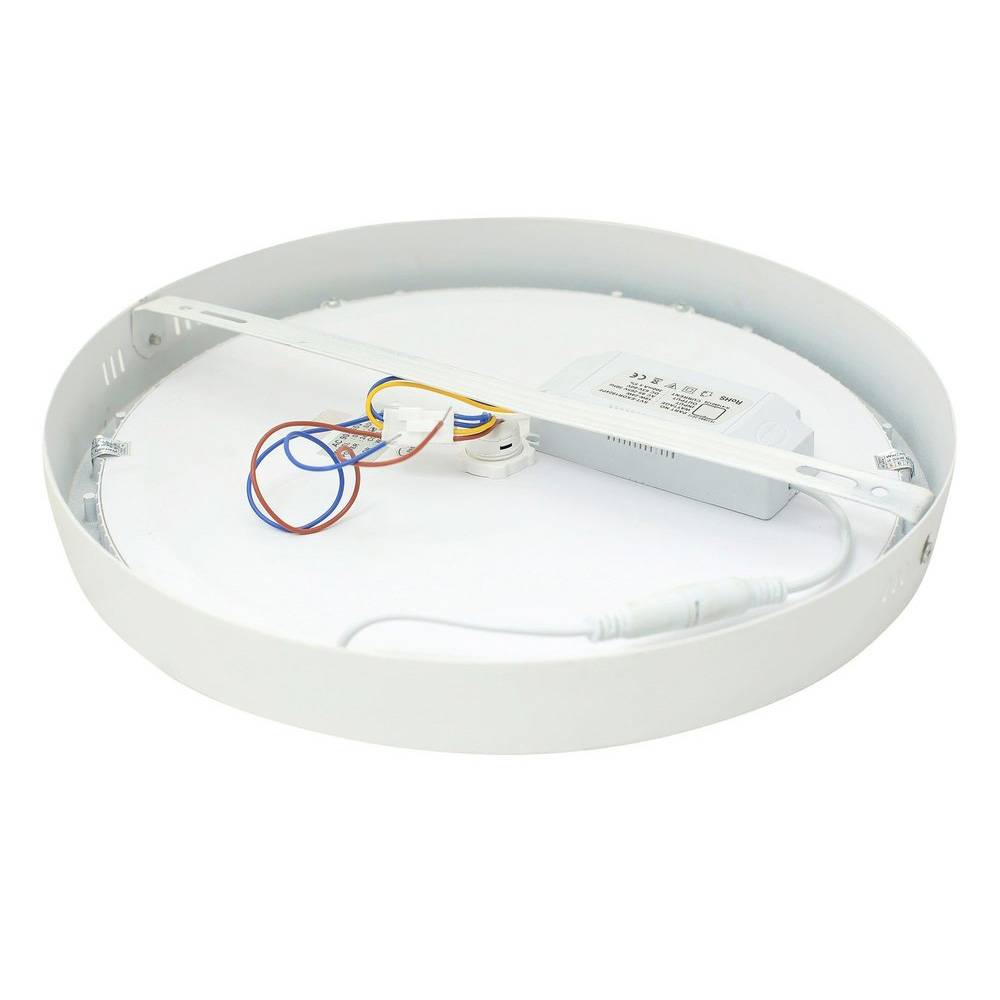 LED Universum LED Panel Aufbauleuchte weiss rund Ø30cm 24W warmweiß 3000K 2200lm UGR≤22 CRI>80 mit Bewegungssensor