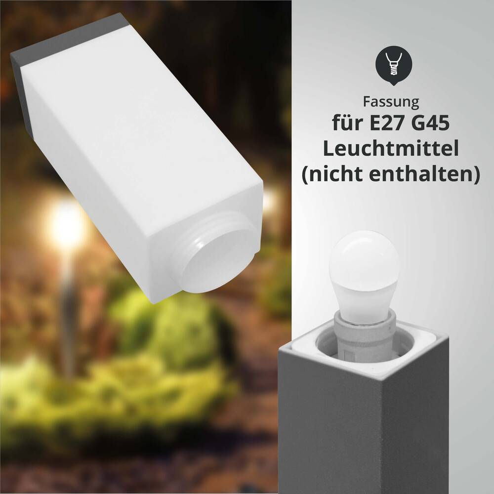LED Universum LED Wegeleuchte eckig 80cm mit Bewegungsmelder anthrazit