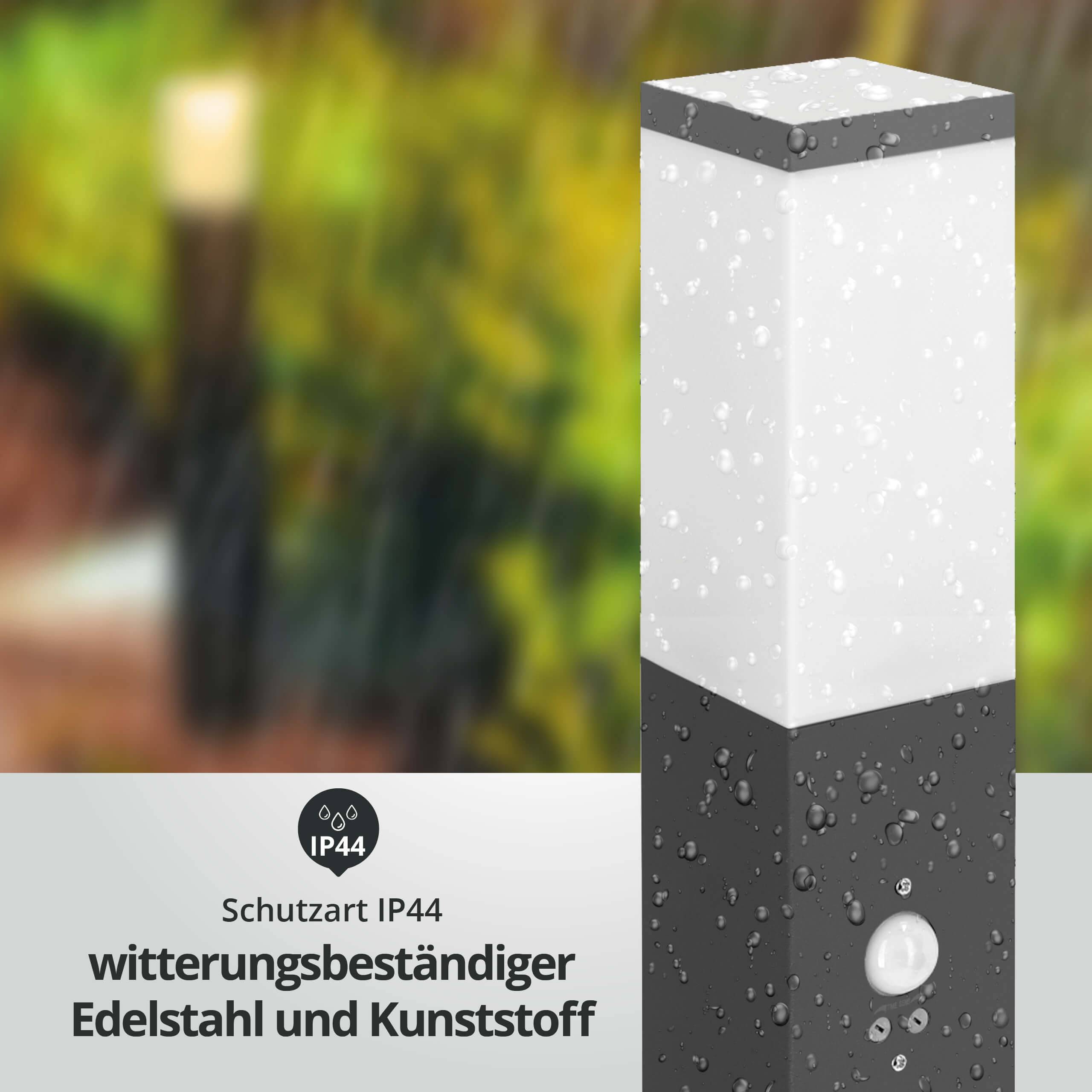 LED Universum LED Wegeleuchte eckig 80cm mit Bewegungsmelder anthrazit