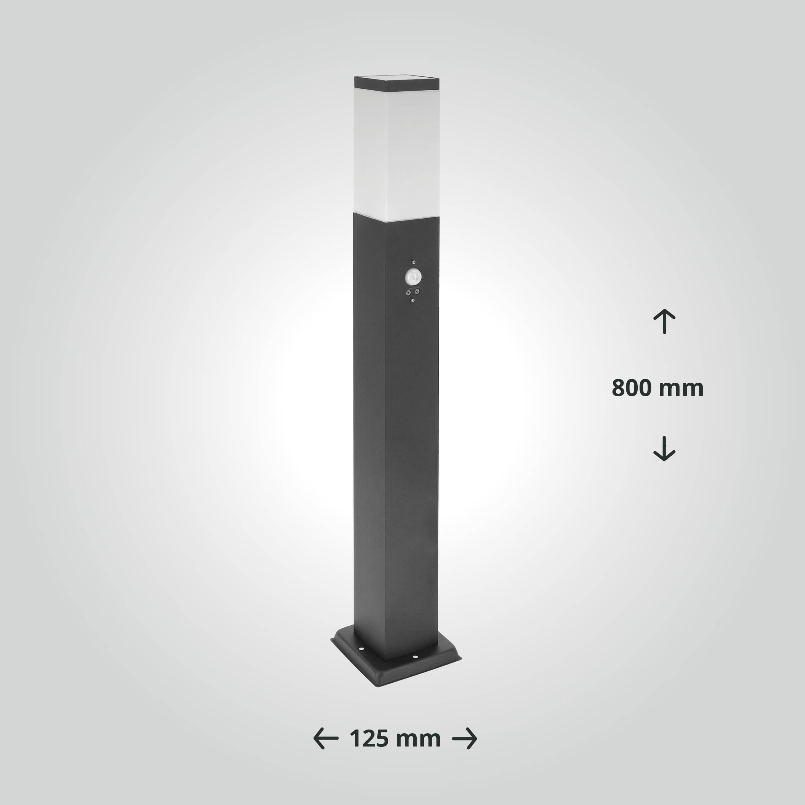 LED Universum LED Wegeleuchte eckig 80cm mit Bewegungsmelder anthrazit