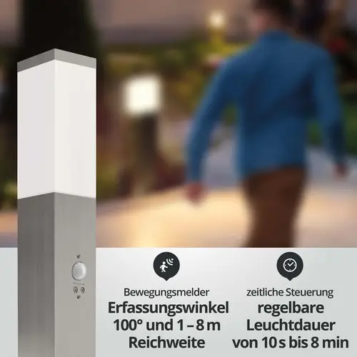 LED Universum LED Wegeleuchte eckig 80cm mit Bewegungsmelder silber LED Universum LED Wegeleuchte eckig 80cm mit Bewegungsmelder silber