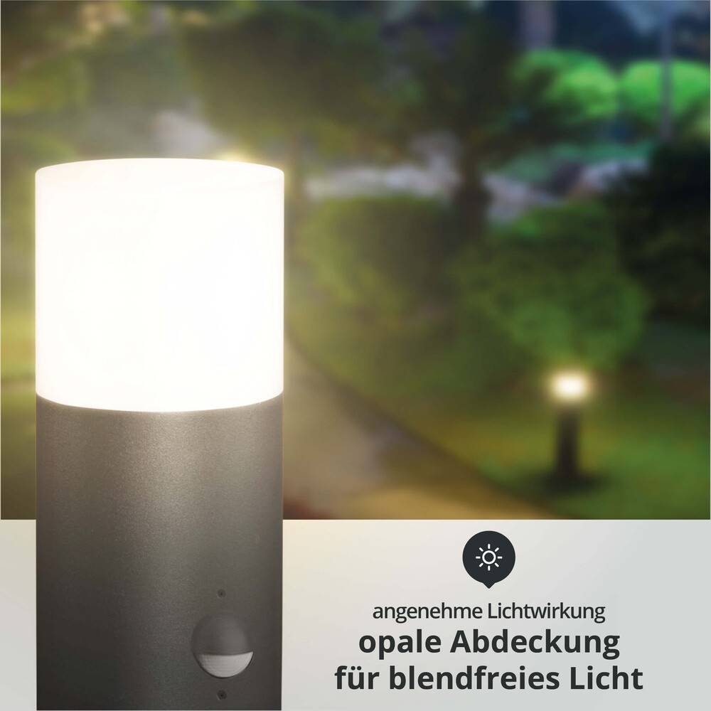 LED Wegeleuchte rund 80cm anthrazit mit Bewegungsmelder inkl. 5,5W E27 G45 LED