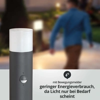 LED Wegeleuchte rund 80cm anthrazit mit Bewegungsmelder inkl. 5,5W E27 G45 LED LED Wegeleuchte rund 80cm anthrazit mit Bewegungsmelder inkl. 5,5W E27 G45 LED
