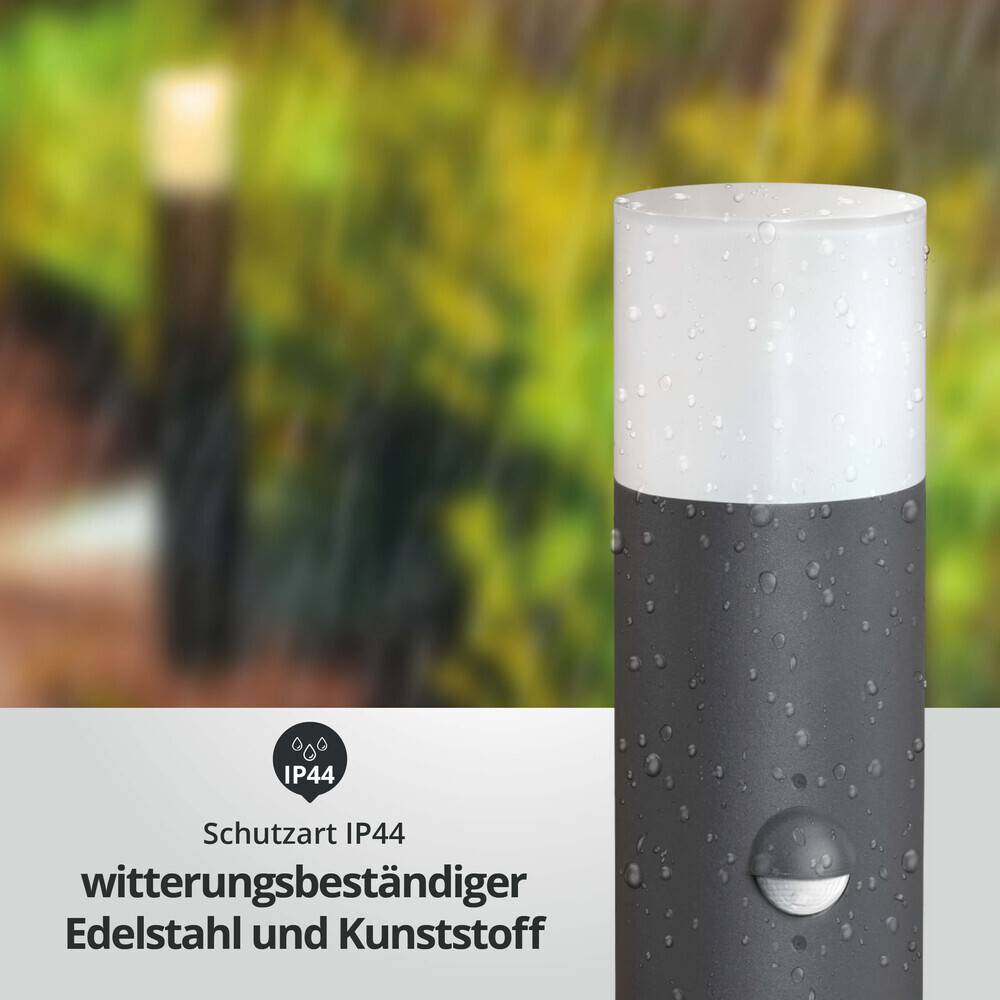 LED Universum LED Wegeleuchte rund 80cm anthrazit mit Bewegungsmelder inkl. 5,5W E27 G45 LED