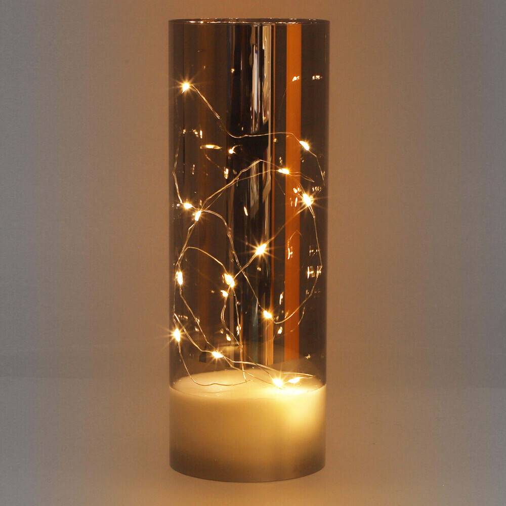 LED Universum LED Dekokerze mit Lichterkette silber "Kassiopeia" 25cm