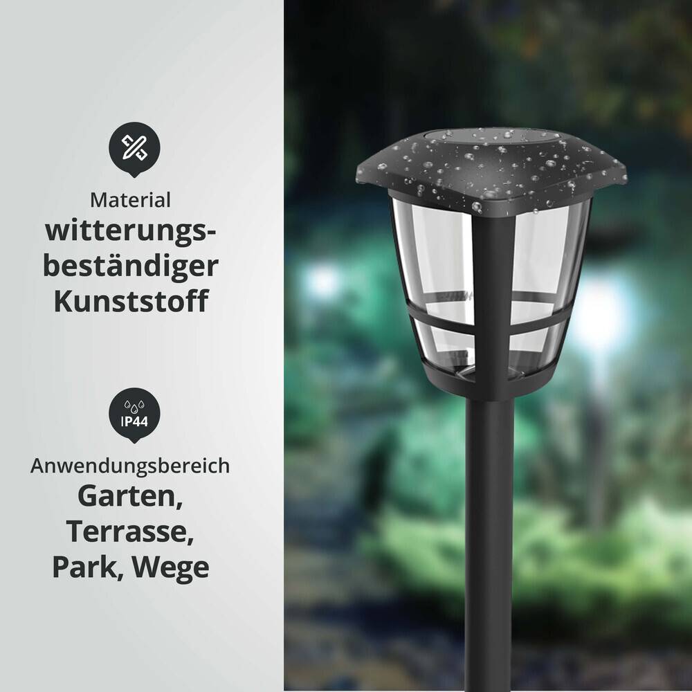 LED Universum LED Solar-Gartenleuchte / Pollerleuchte / Wegeleuchte mit Erdspieß 0,06W 6500K L95xB95xH338mm