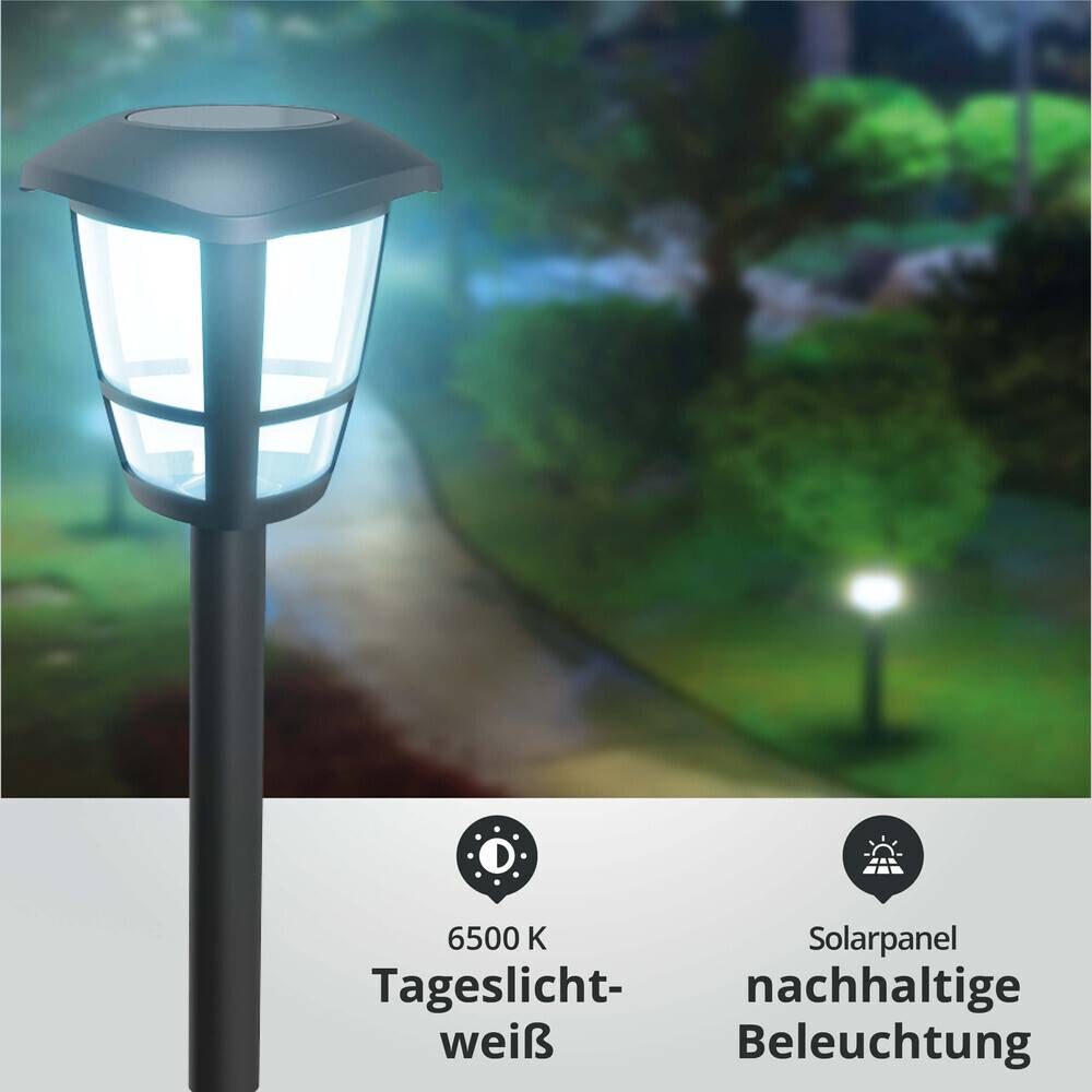 LED Universum LED Solar-Gartenleuchte Wegeleuchte Erdspieß 0,06W 6500K L95xB95xH338mm