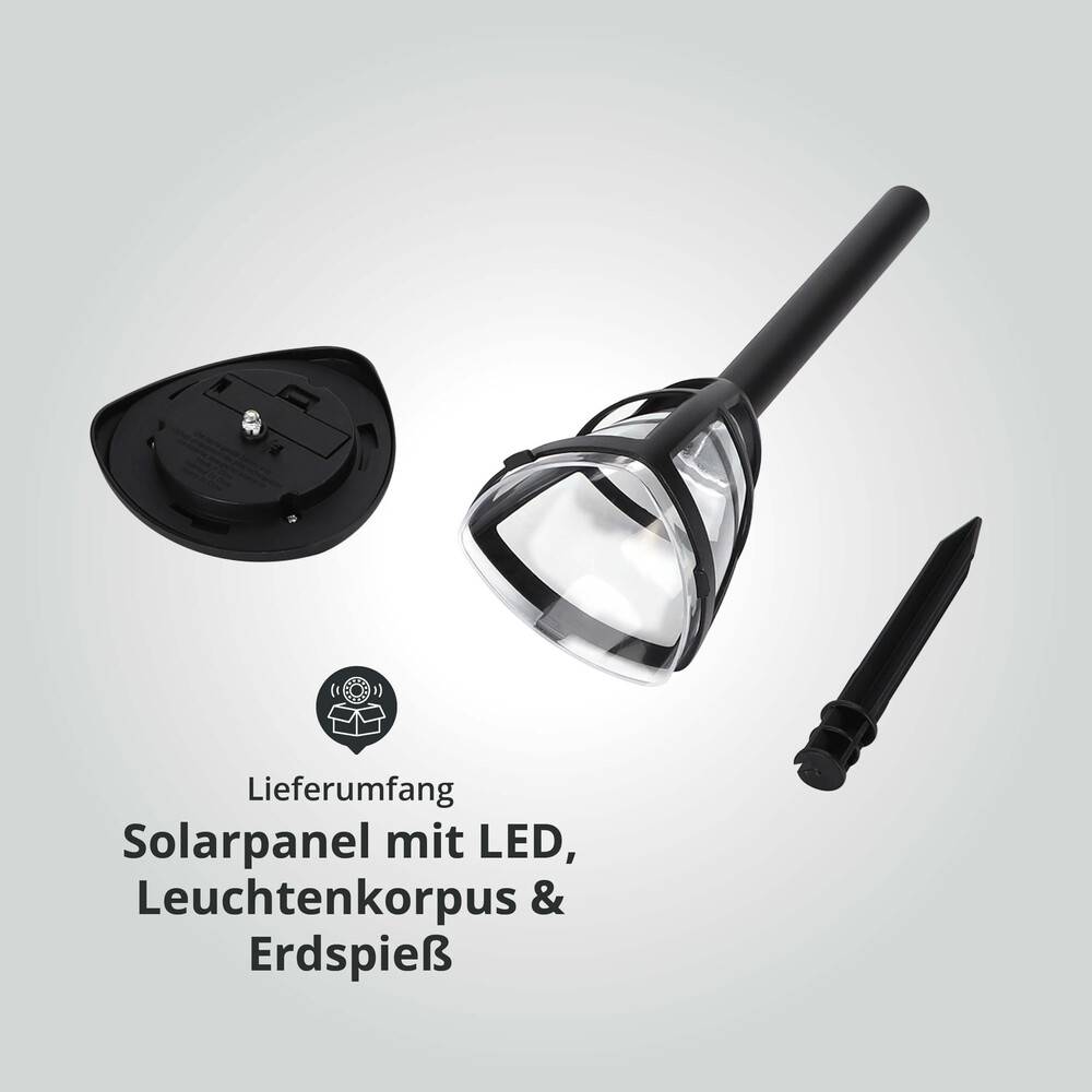LED Universum LED Solar-Gartenleuchte Wegeleuchte Erdspieß 0,06W 6500K L95xB95xH338mm