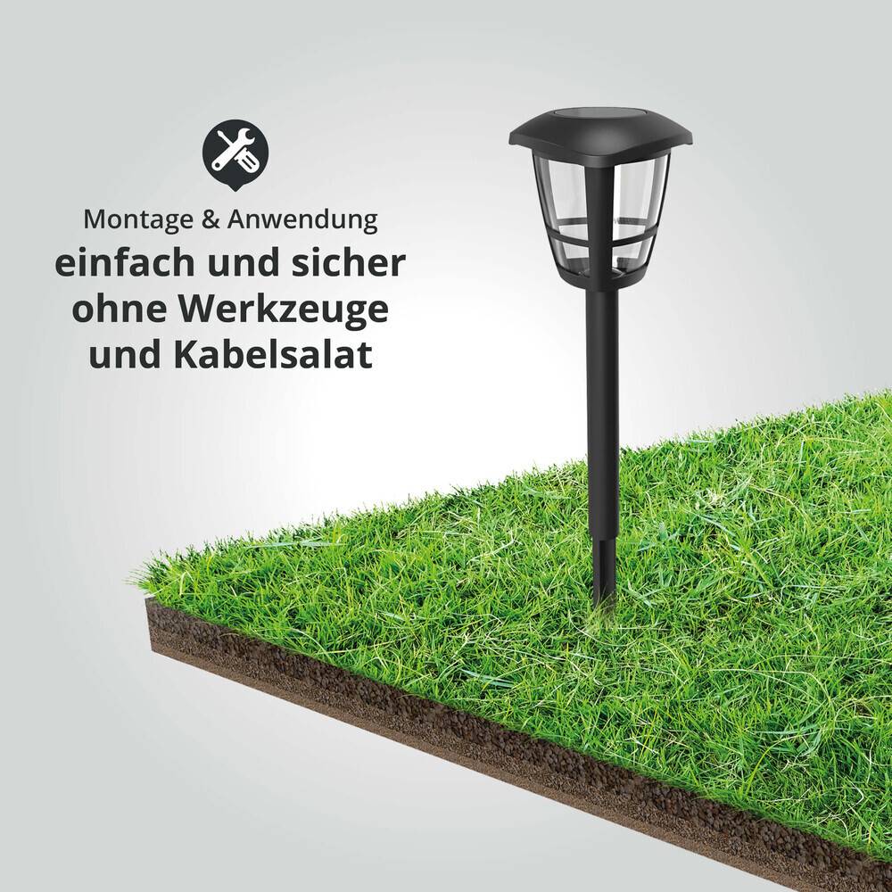 LED Universum LED Solar-Gartenleuchte Wegeleuchte Erdspieß 0,06W 6500K L95xB95xH338mm