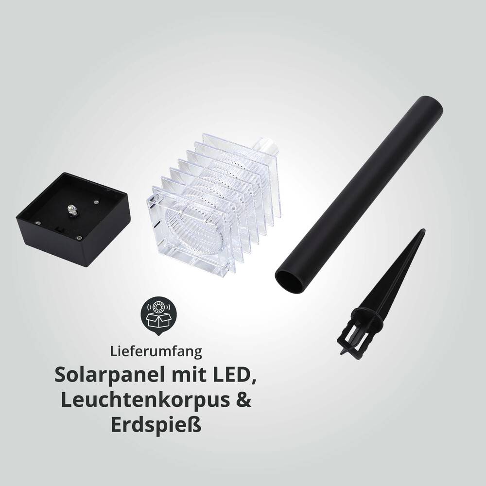 LED Universum LED Solar-Gartenleuchte Wegeleuchte Erdspieß 0,08W 6500K 1,5lm L57xB57xH398mm