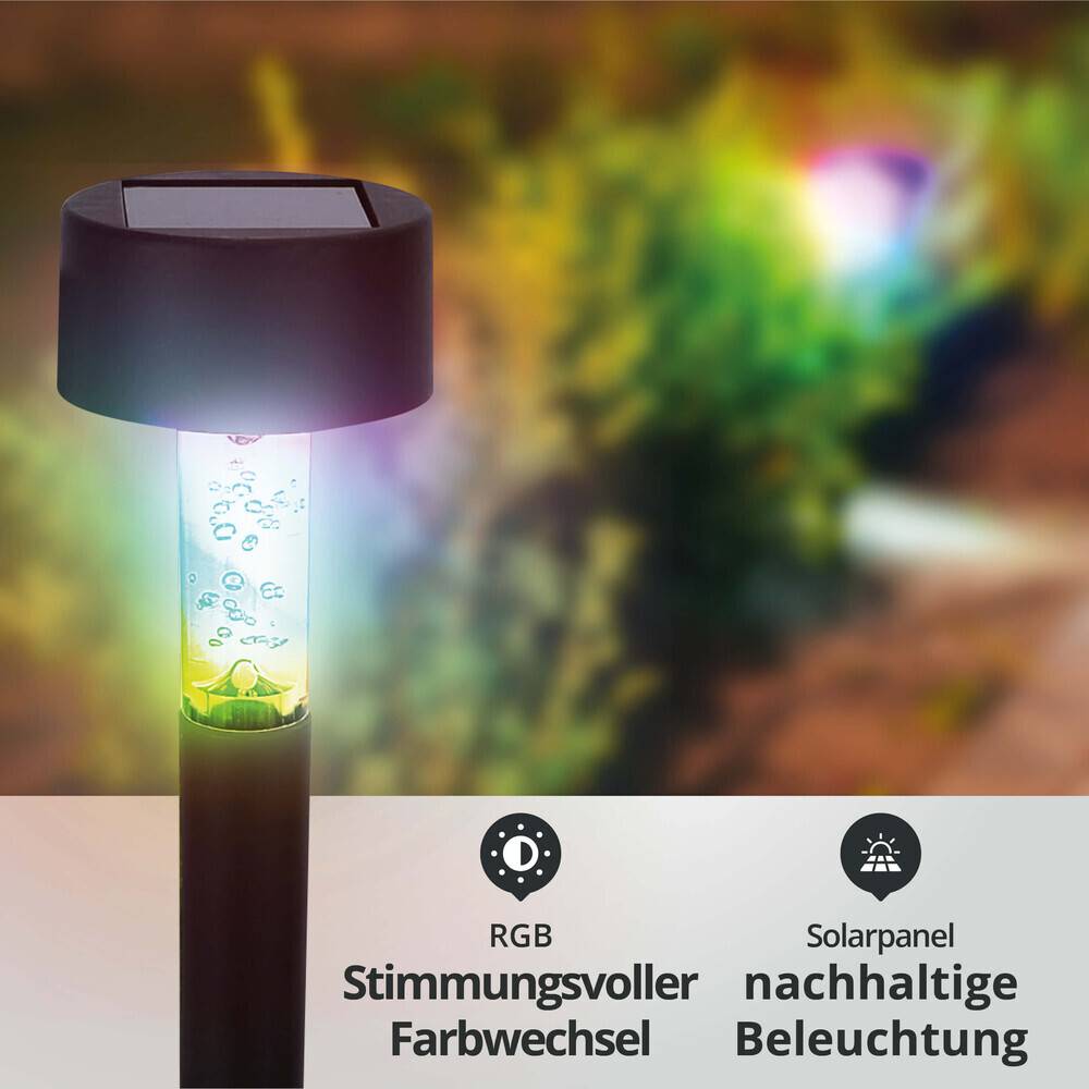 LED Universum LED Solar-Gartenleuchte / Pollerleuchte / Wegeleuchte mit Erdspieß RGBY mit Farbwechsel L56xB56xH350mm