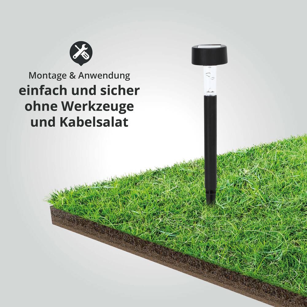 LED Universum LED Solar-Gartenleuchte Wegeleuchte Erdspieß RGBY mit Farbwechsel L56xB56xH350mm