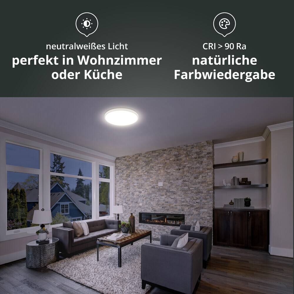 LED Universum LED Panel Deckenleuchte rund weiß Ø60cm 40W 3CCT 3000/4000/6000K 4400lm dimmbar UGR≤22 CRI>93 IP20 mit Fernbedienung