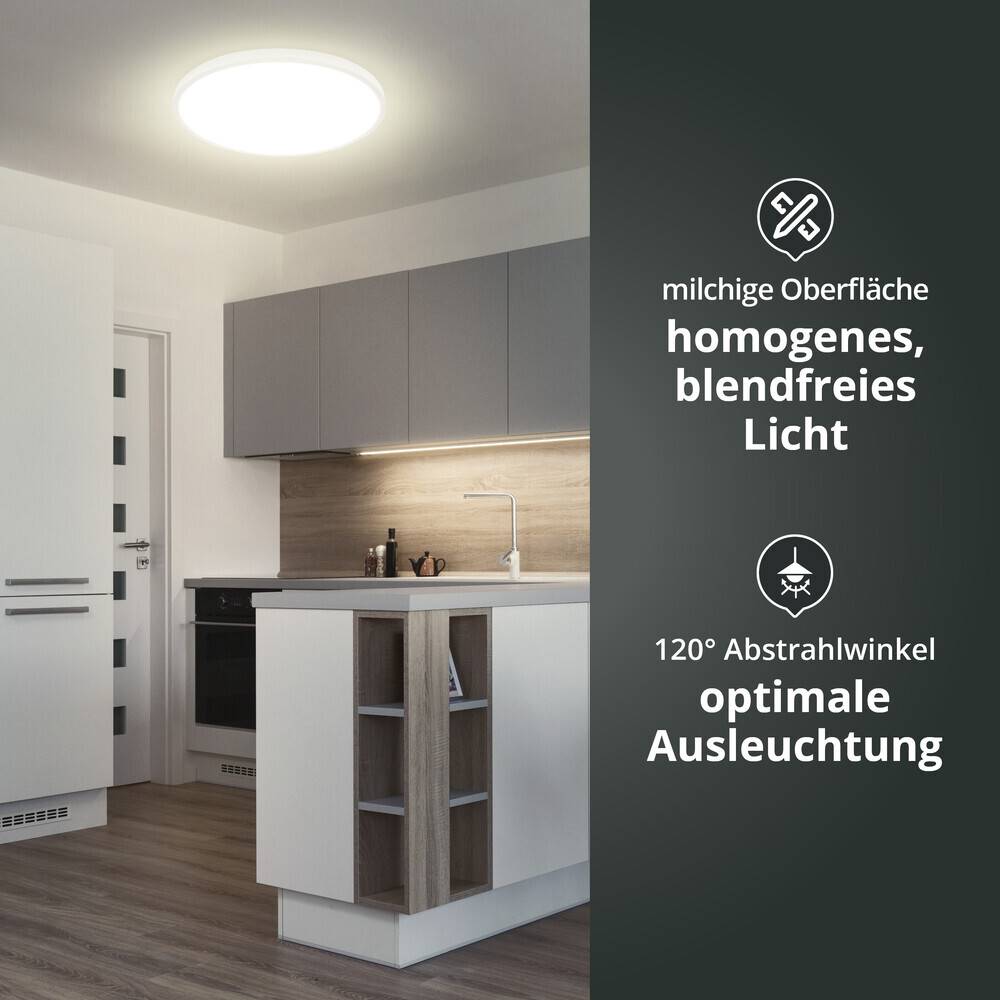 LED Universum LED Panel Deckenleuchte rund weiß Ø60cm 40W 3CCT 3000/4000/6000K 4400lm dimmbar UGR≤22 CRI>93 IP20 mit Fernbedienung