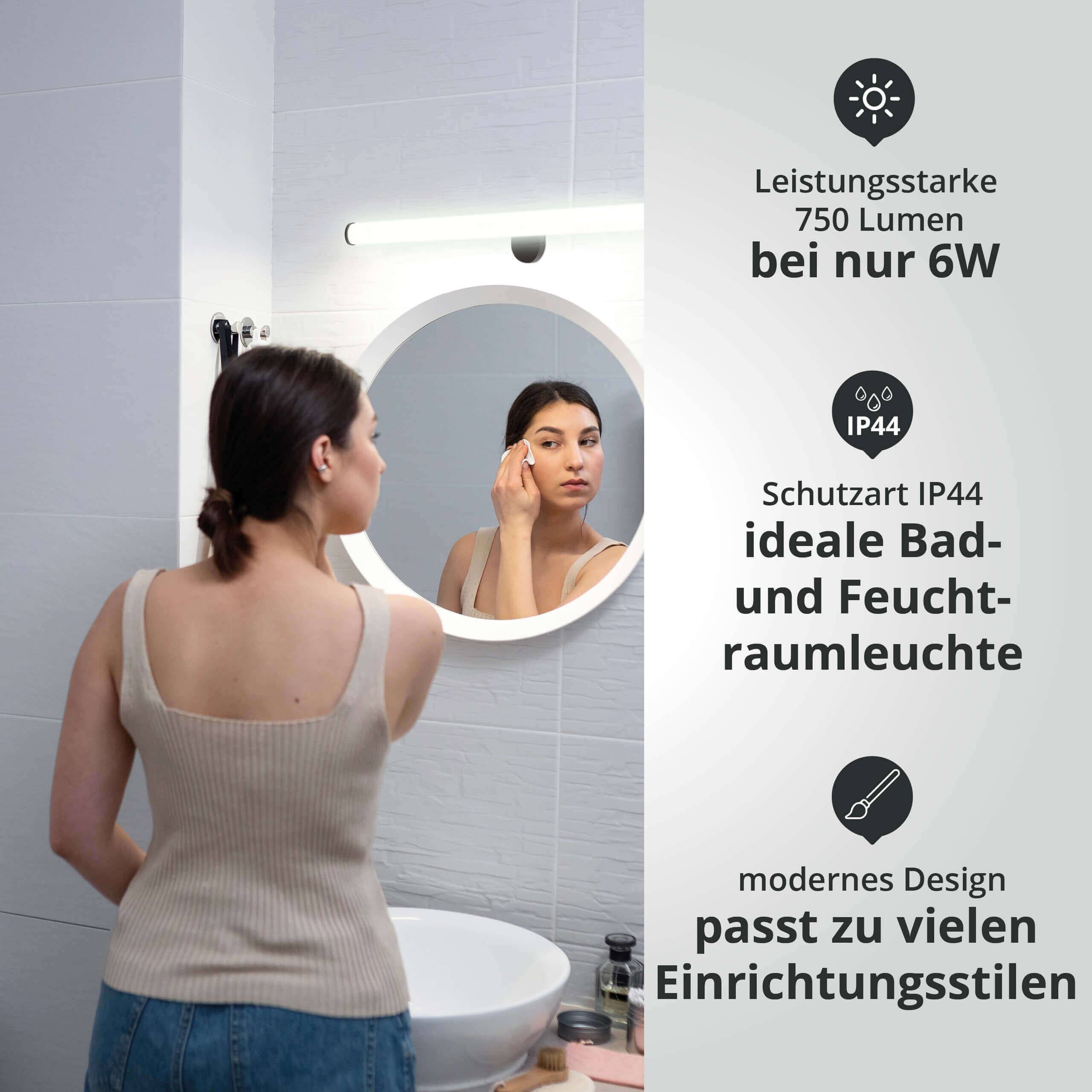 LED Universum Spiegelleuchte "Salma" rund schwarz 40cm