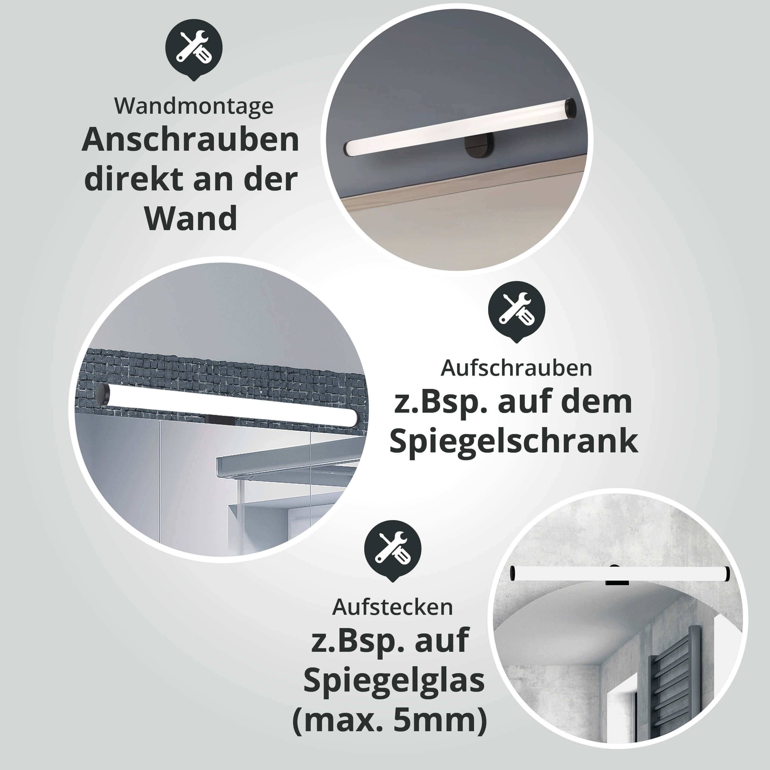 LED Universum Spiegelleuchte "Salma" rund schwarz 40cm