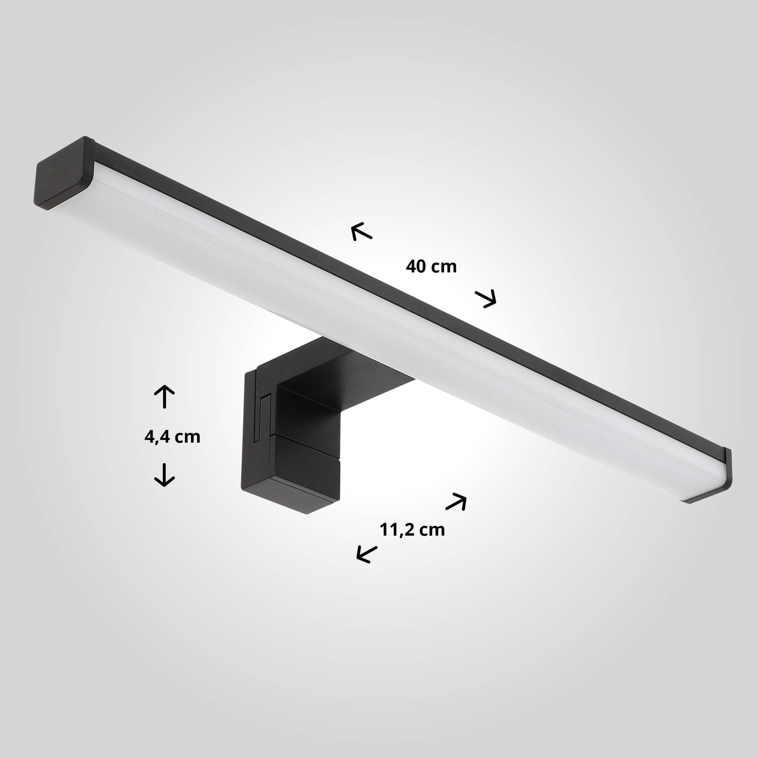 LED Universum Spiegelleuchte "Monica" eckig schwarz 40cm