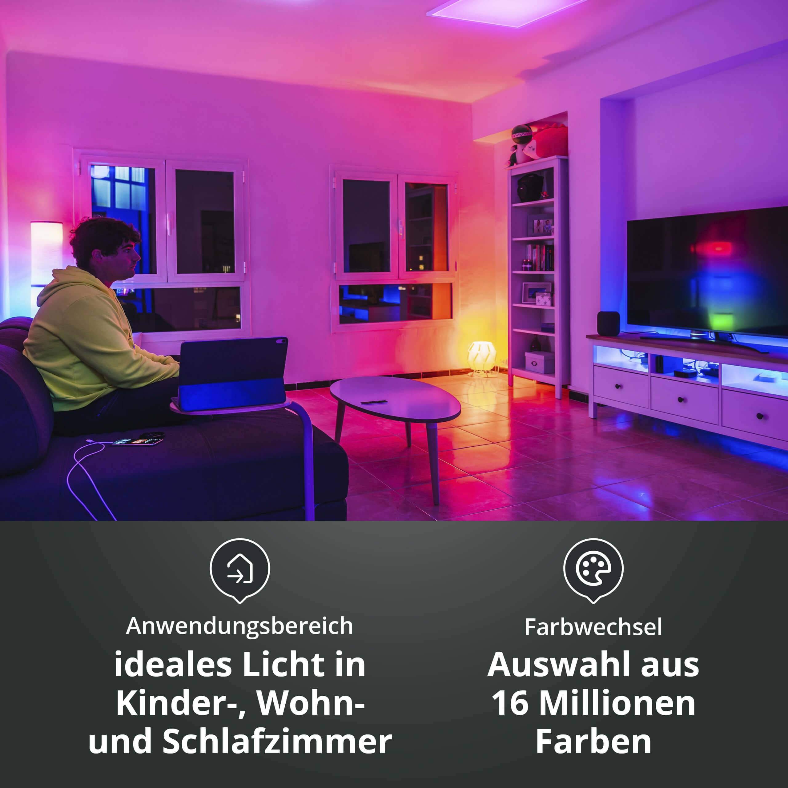 LED Universum LED Panel Einlegeleuchte 62x62cm RGB+CCT 48W 2800-6500K 4200lm UGR≤22 CRI>80 L620xB620xH12mm mit Milight Controller ohne FFB