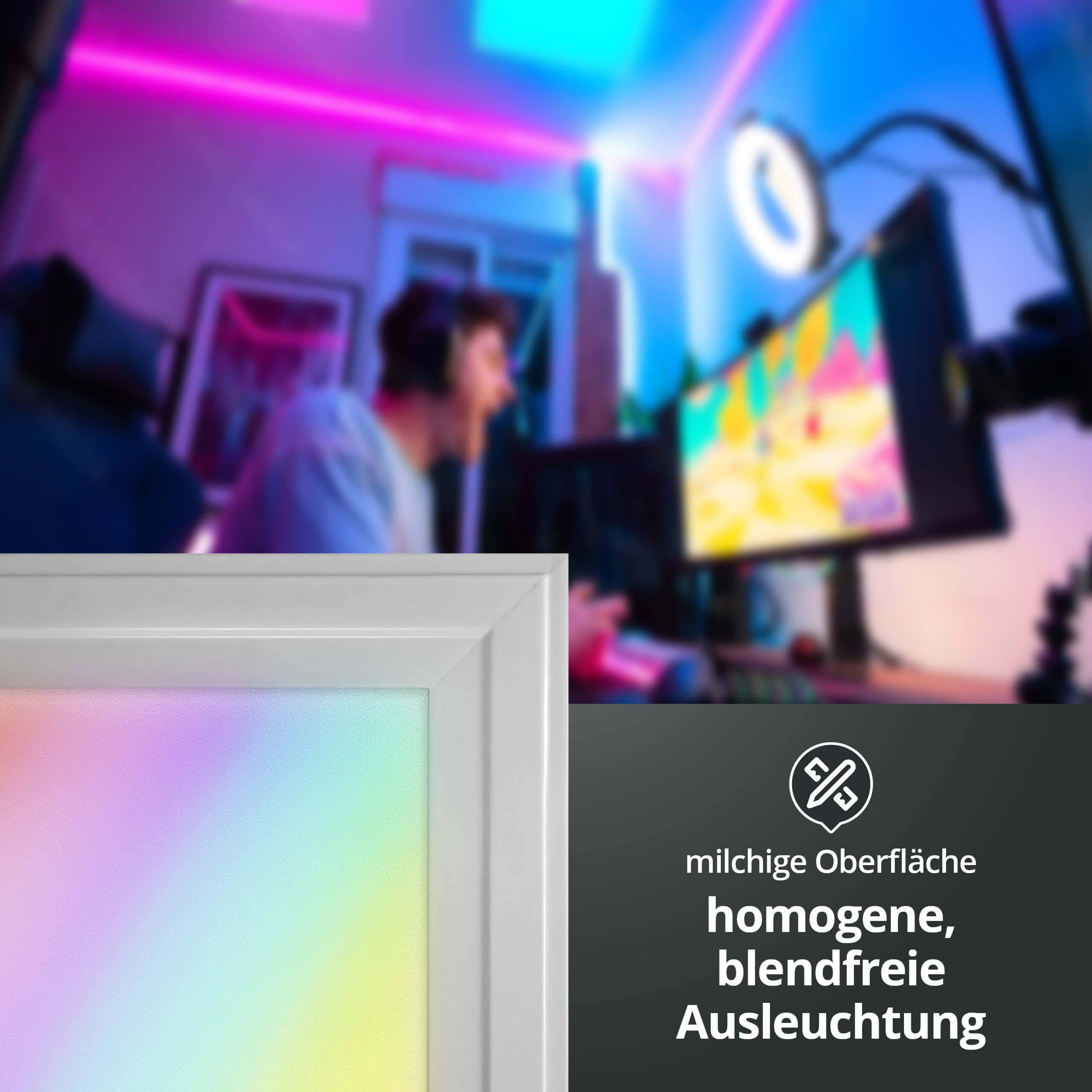 LED Universum LED Panel Einlegeleuchte 62x62cm RGB+CCT 48W 2800-6500K 4200lm UGR≤22 CRI>80 L620xB620xH12mm mit Milight Controller ohne FFB