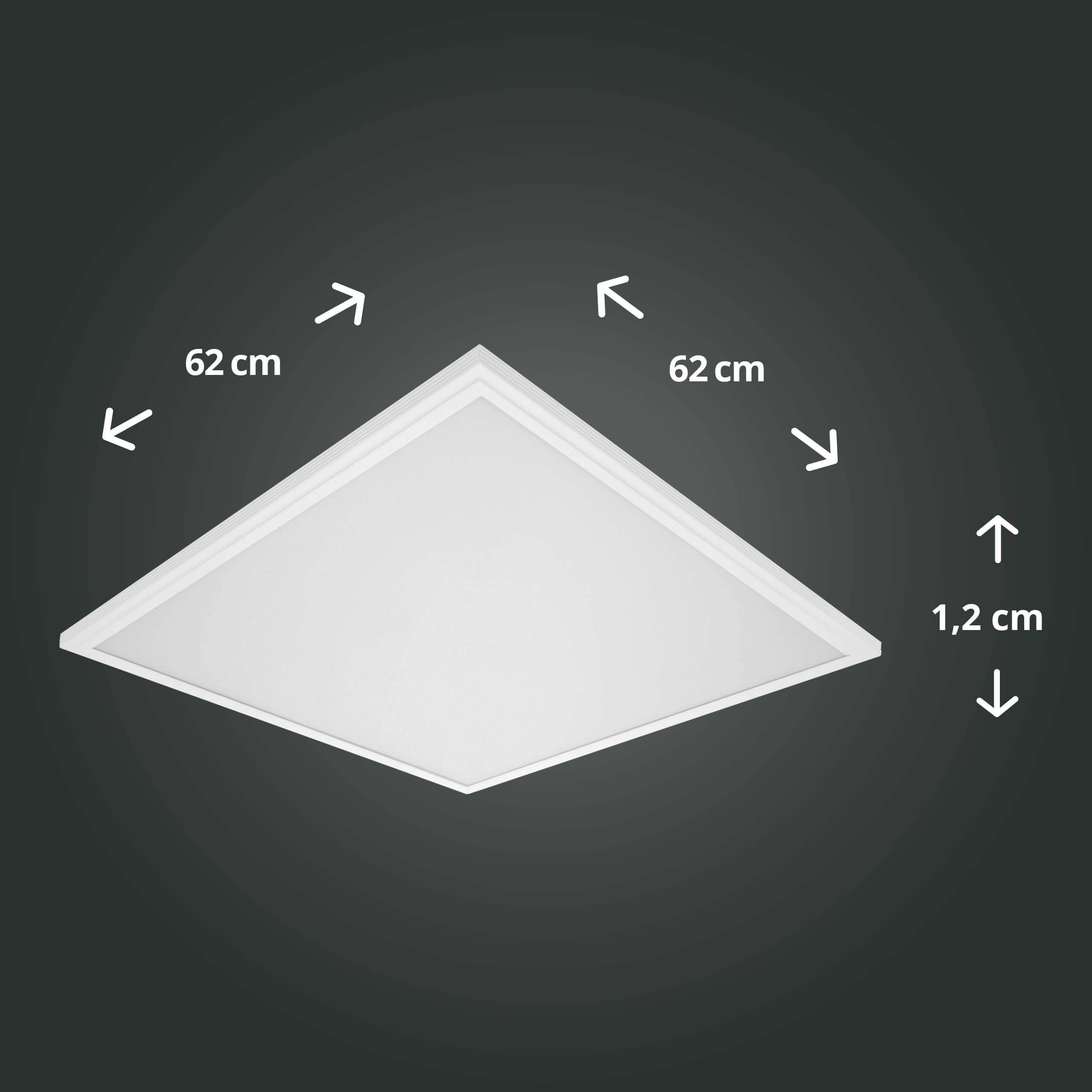 LED Universum LED Panel Einlegeleuchte 62x62cm RGB+CCT 48W 2800-6500K 4200lm UGR≤22 CRI>80 L620xB620xH12mm mit Milight Controller ohne FFB
